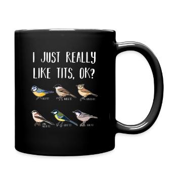 Funny Birdwatching Tit Bird Birding Gift - Full Colour Mug - black - Right