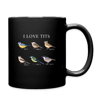 Funny "I love tits" Bird watching Gift - Full Colour Mug - black - Right