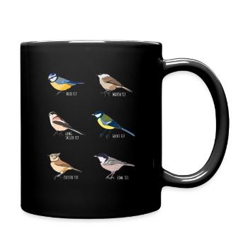 Bird watching Gift - Blue tit, Great tit - Full Colour Mug - black - Right