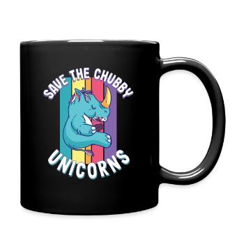 Nettes Nashorngeschenk Rette die molligen Einhörner - Tasse einfarbig - Schwarz - Rechts
