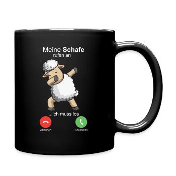 Schafe rufen an Landwirt Schäfer Schaf Bauer - Tasse einfarbig - Schwarz - Rechts