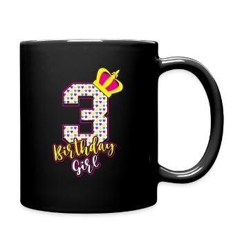 3rd birthday kids birthday crown girl - Full Colour Mug - black - Right