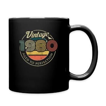 Vintage 1980 Birthday Retro Vintage 80's Gift - Full Colour Mug - black - Right