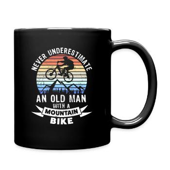 Funny Old Man Mountain Biking MTB Gift - Full Colour Mug - black - Right