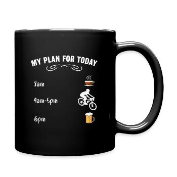 Plan heute - Mountain Biking Bier Kaffee - Tasse einfarbig - Schwarz - Rechts