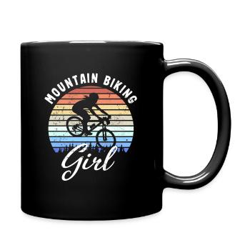Vélo de montagne cadeau rétro coucher de soleil fille - Mug uni - noir - Droite
