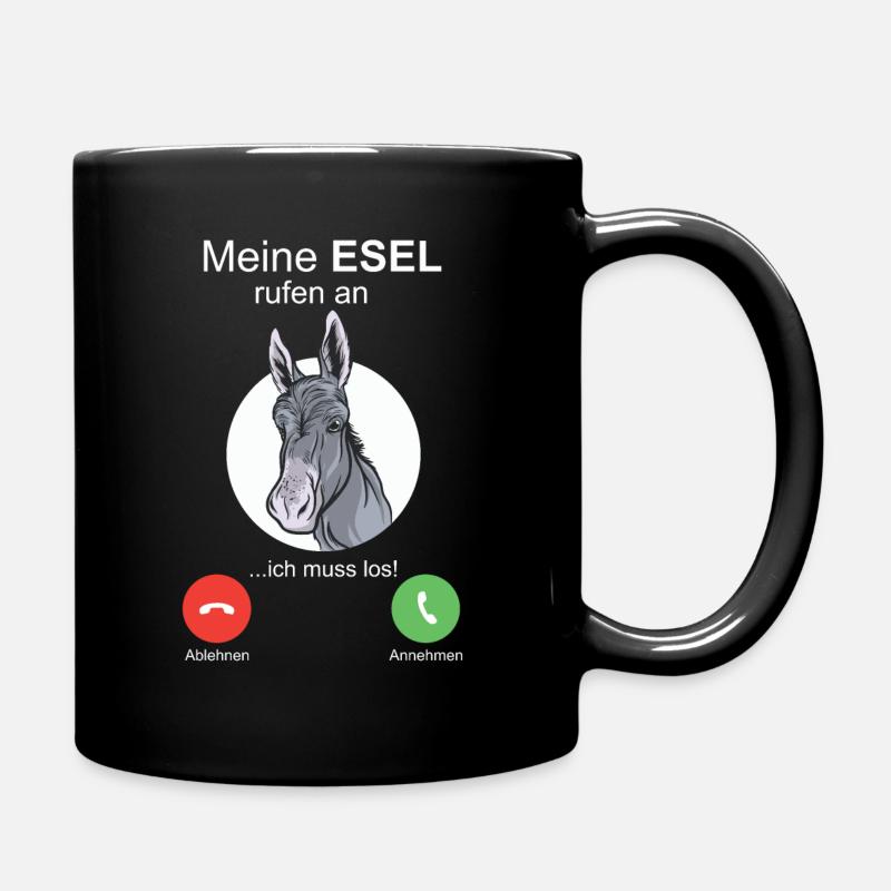 Esel ruft an I Handy Burro Muli Maultier Mama Papa - Tasse einfarbig - Schwarz