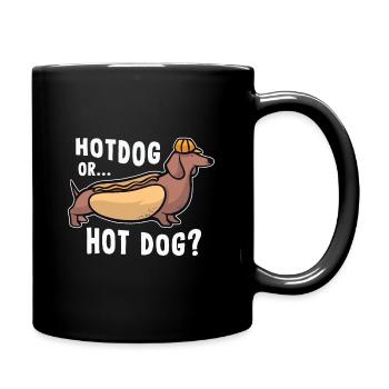Hotdog oder Hot Dog - Lustiges Wurstgeschenk - Tasse einfarbig - Schwarz - Rechts