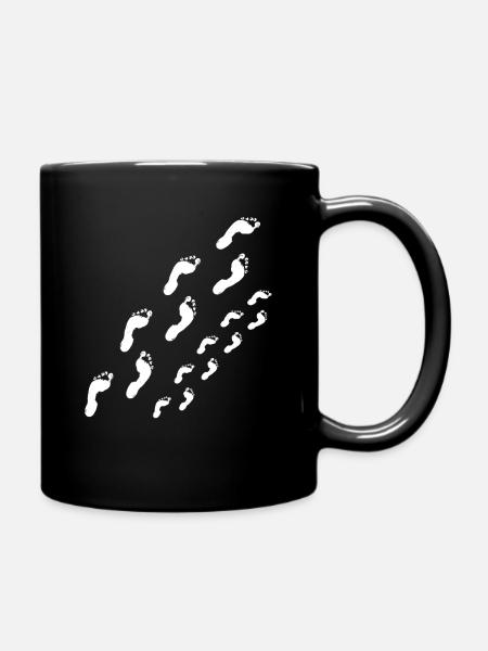 Idée cadeau pour les empreintes de pas maman papa fils fille - Mug uni - noir