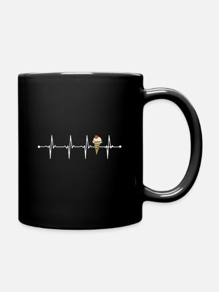Eis Eiskrem Herzschlag Puls Eiscreme Geschenkidee - Tasse einfarbig - Schwarz