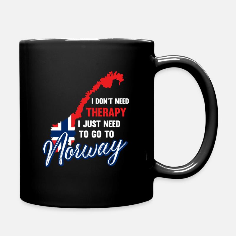 Norway therapy Scandinavia saying gift - Full Colour Mug - black