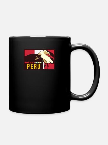 Drapeau Pérou Condor Péruvien Sur Andes Inca Machu - Mug uni - noir
