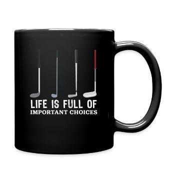 Le cadeau de golf des choix importants de la vie - Mug uni - noir - Droite