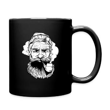 Sailor Beard Pipe Hat - Black White - Full Colour Mug - black - Right