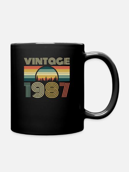 Vintage 1987 anniversaire rétro Vintage cadeau - Mug uni - noir