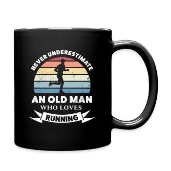 Vieil homme qui aime courir drôle cadeau papa - Mug uni - noir - Droite