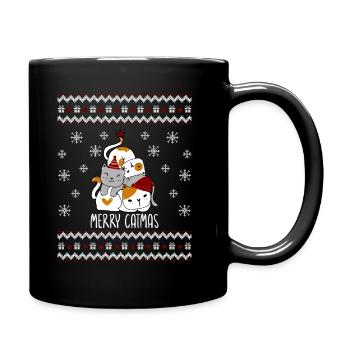 Merry Catmas - Ugly Christmas Sweater - Full Colour Mug - black - Right