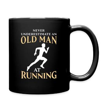 Ne sous-estimez jamais un vieil homme à la course - Mug uni - noir - Droite