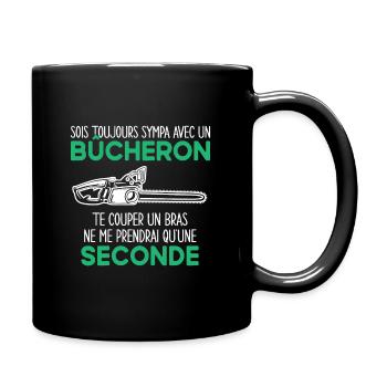 Bûcheron Tronçonneuse Humour Cadeau - Mug uni - noir - Droite