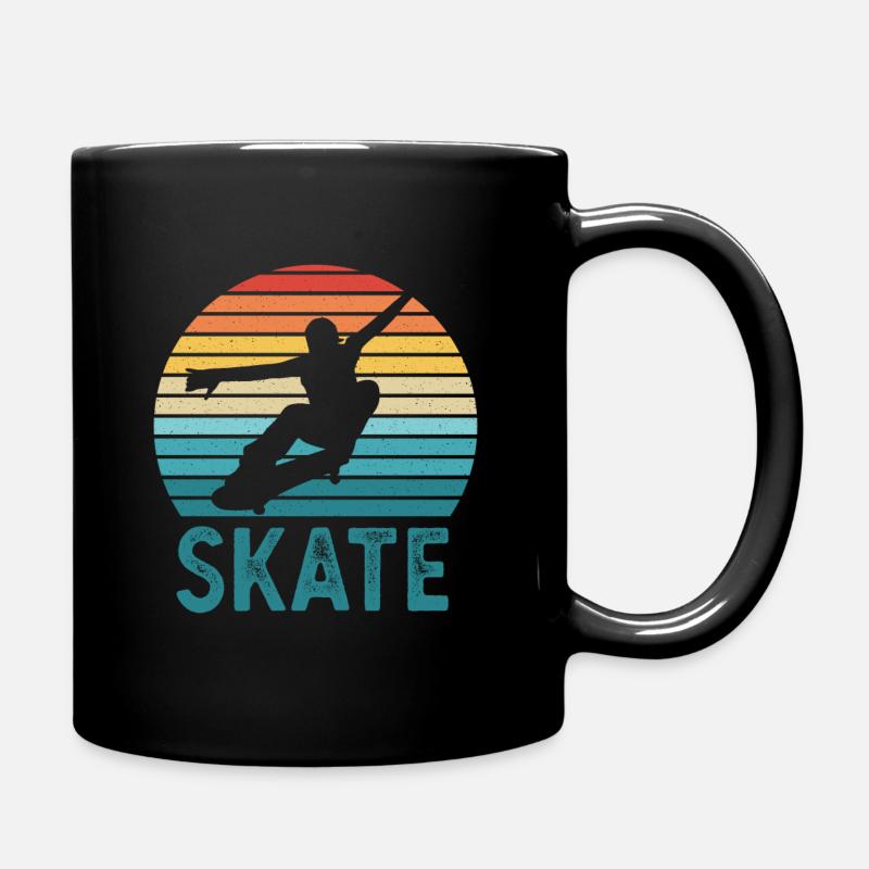 Skate Sunset Skateboarding Retro Boys - Full Colour Mug - black