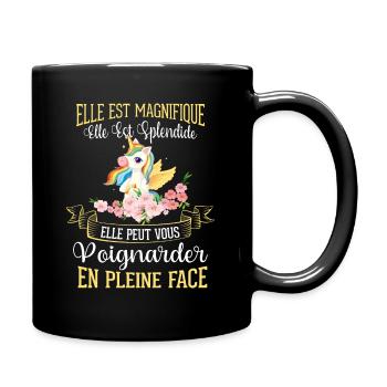 Licorne humour cadeau - Mug uni - noir - Droite