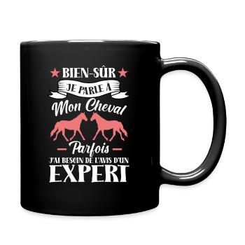 Je parle à mon cheval - humour cadeau - Mug uni - noir - Droite