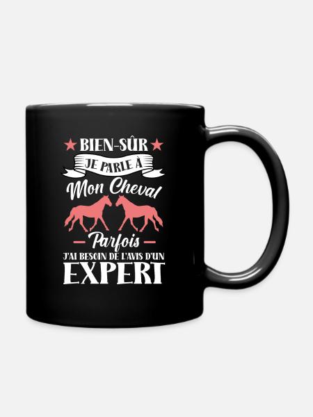 Je parle à mon cheval - humour cadeau - Mug uni - noir