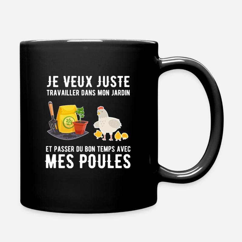 Travailler Jardin Poules Jardinier Humour Cadeau - Mug uni - noir