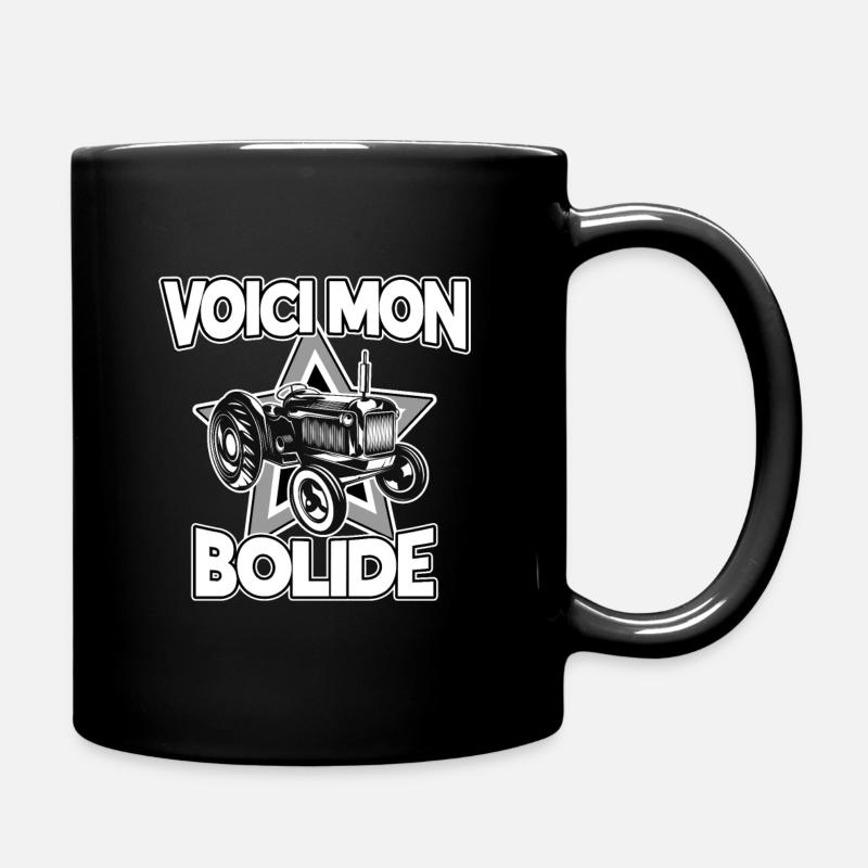 Hier ist mein Rennwagen - Traktor Humor - Tasse einfarbig - Schwarz