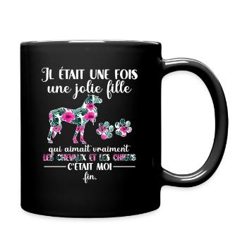 Chevaux Fille Chien Cheval Humour Cadeau - Mug uni - noir - Droite