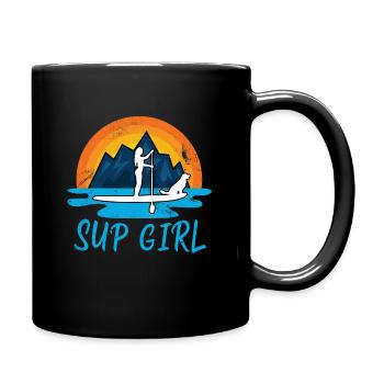 Paddleboarding Sup Girl Dog Retro Gift - Full Colour Mug - black - Right
