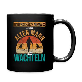 Wachtel Wachteln - Tasse einfarbig - Schwarz - Rechts