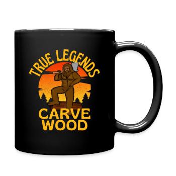 Wahre Legenden schnitzen Holz Bigfoot Legende - Tasse einfarbig - Schwarz - Rechts