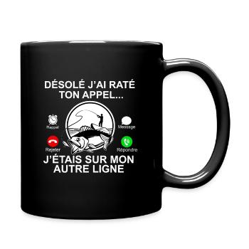 Pêcheur Humour Appel Cadeau Pêche - Mug uni - noir - Droite