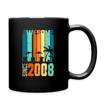 Vintage 2008 08 Geburtstag Retro Jahrgang Geschenk - Tasse einfarbig - Schwarz - Rechts