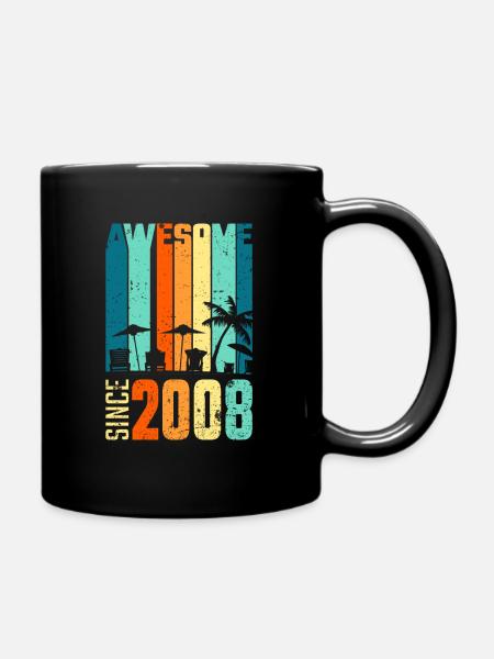 Vintage 2008 08 Birthday Retro Vintage Gift - Full Colour Mug - black