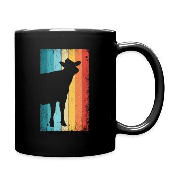 Vintage Kuh Retro Landwirtschaft Geschenk Bauer - Tasse einfarbig - Schwarz - Rechts