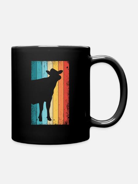 Vintage Kuh Retro Landwirtschaft Geschenk Bauer - Tasse einfarbig - Schwarz