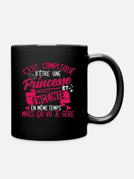 Princesse et enceinte - Cadeau Annonce Grossesse - Mug uni - noir