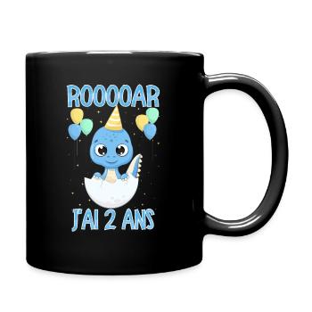 Birthday 2 Year Old Gift Dinosaur Boy - Full Colour Mug - black - Right