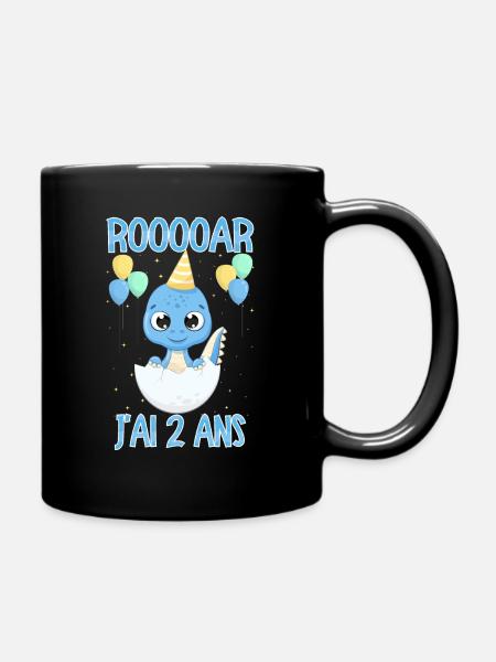 Anniversaire 2 ans Cadeau Dinosaure Garçon - Mug uni - noir