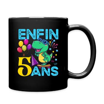 Anniversaire 5 ans Cadeau Dinosaure Garçon - Mug uni - noir - Droite