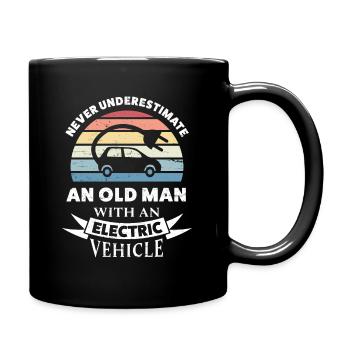 Old Man with an Electric Vehicle EV Gift Husband - Full Colour Mug - black - Right