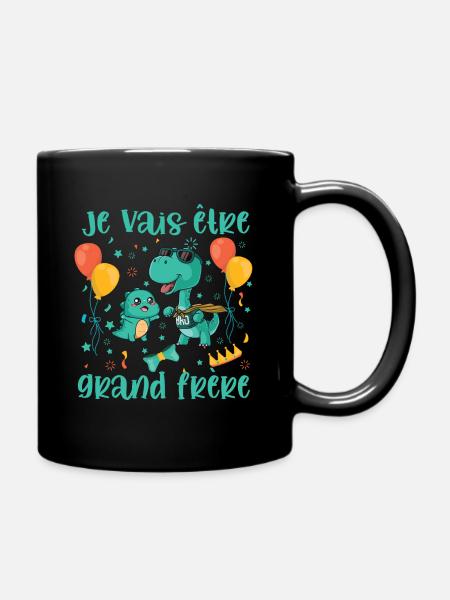 Je Vais Être Grand Frère Cadeau Annonce Dinosaure - Mug uni - noir