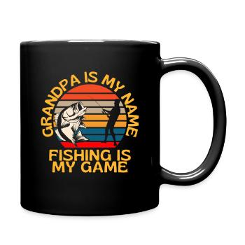 Opa ist mein Name Angeln ist mein Spiel - Tasse einfarbig - Schwarz - Rechts