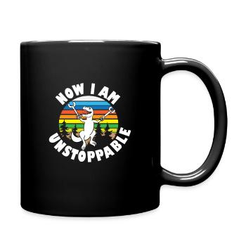 T-Rex Dinosaurier Krücken Unstoppable kurze Arme - Tasse einfarbig - Schwarz - Rechts