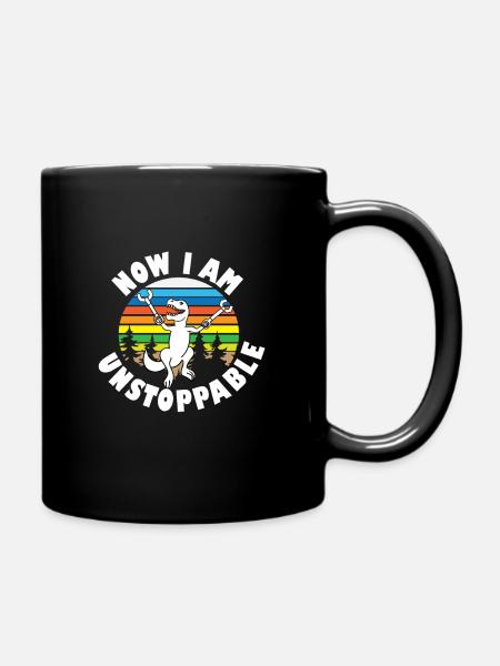 T-Rex Dinosaurier Krücken Unstoppable kurze Arme - Tasse einfarbig - Schwarz