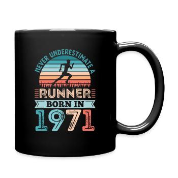 Runner born in 1971 50th Birthday Gift Running Dad - Full Colour Mug - black - Right