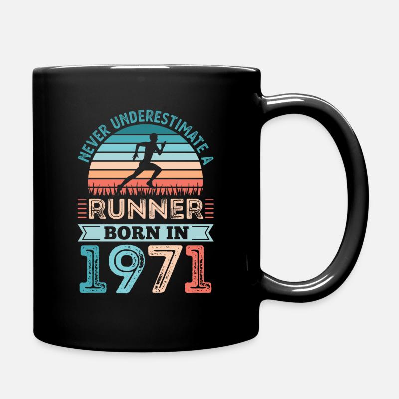 Läufer geboren 1971 50. Geburtstag Geschenk Running Dad - Tasse einfarbig - Schwarz