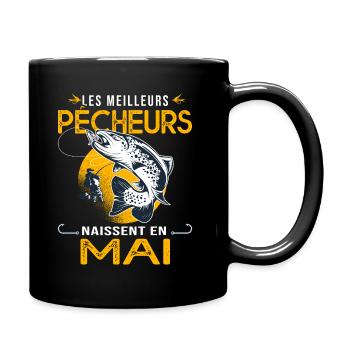 Anniversaire mai pêcheur cadeau t-shirt pêche - Mug uni - noir - Droite